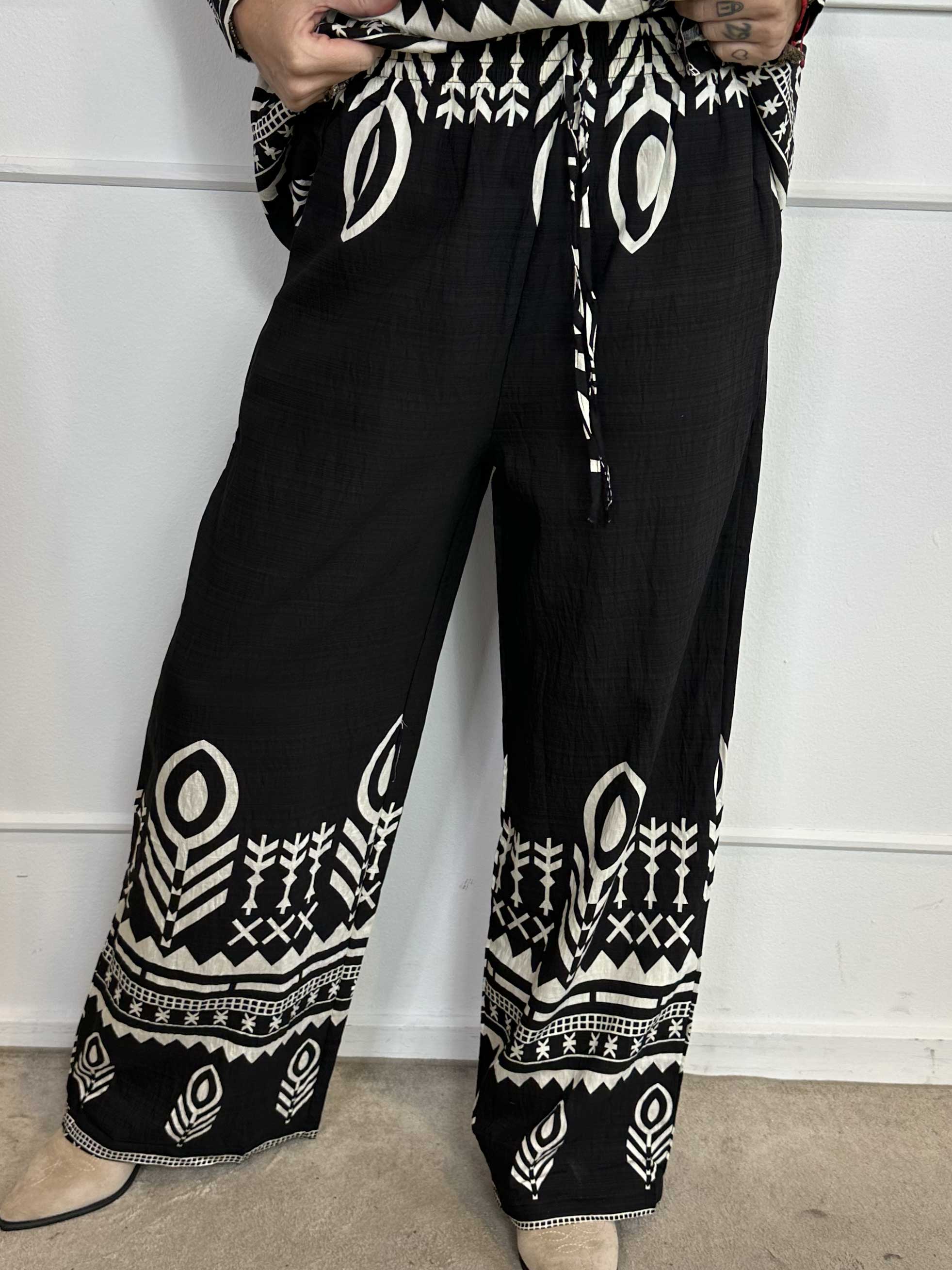 Diana - Mønstret skjorte sæt lavet i viskose